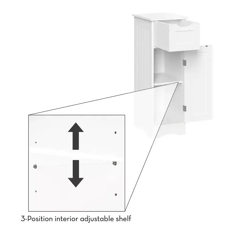 Narrow Bathroom Storage Cabinet with Drawer & Adjustable Shelf, White, 32"H