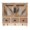Kate & Laurel All Things Decor Hutchins Decorative Wooden Wall Cabinet with Chicken Wire 2 Door Rustic/White Washed Finish Vintage Storage