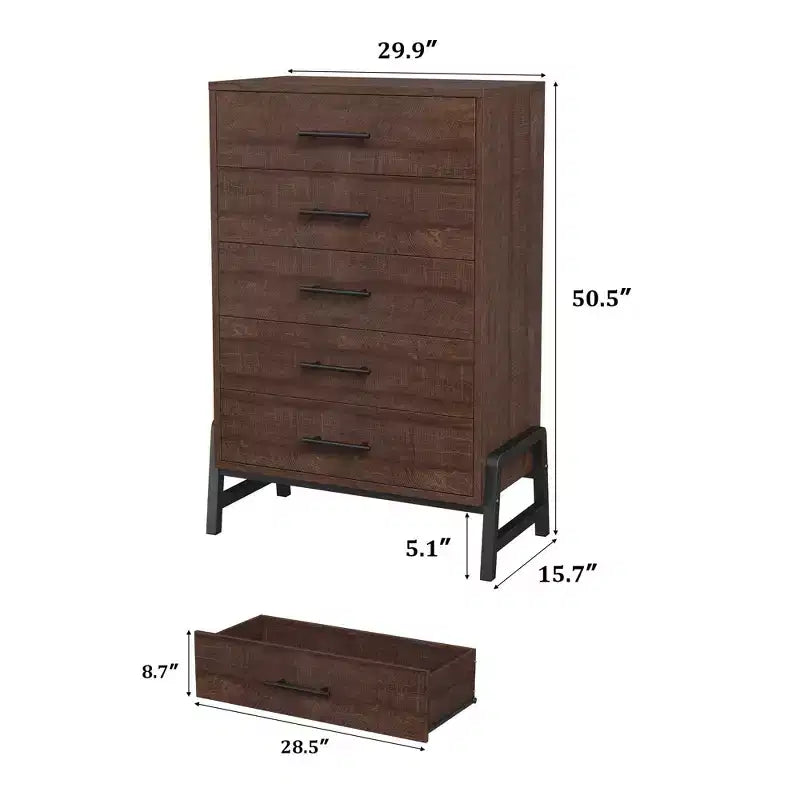 6-Drawer Freestanding Dresser, Wooden Storage Chest for Bedroom & Living Room