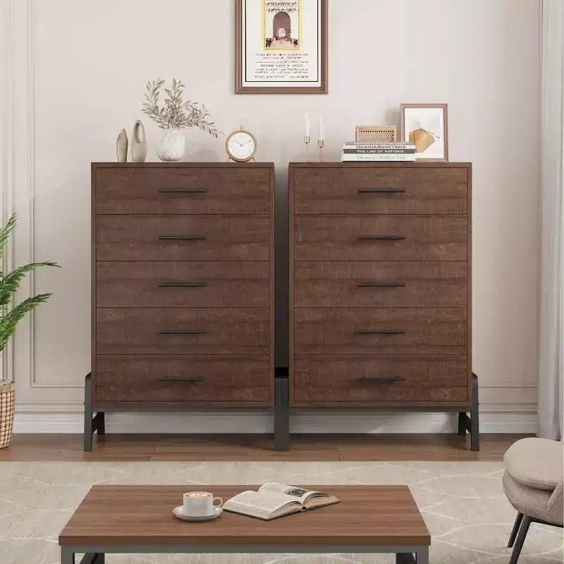 6-Drawer Freestanding Dresser, Wooden Storage Chest for Bedroom & Living Room