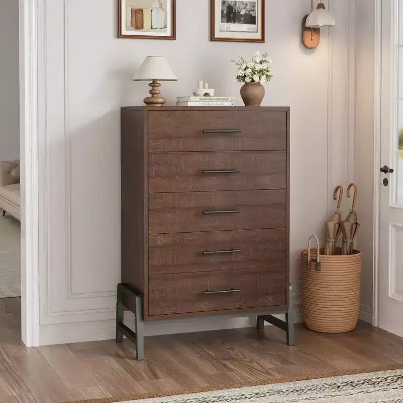 6-Drawer Freestanding Dresser, Wooden Storage Chest for Bedroom & Living Room