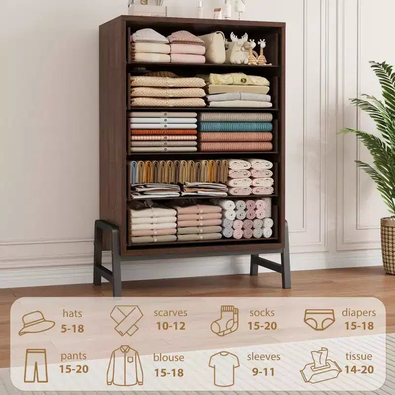 6-Drawer Freestanding Dresser, Wooden Storage Chest for Bedroom & Living Room