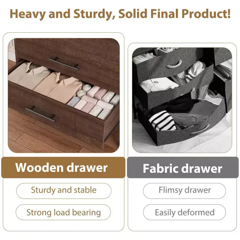 6-Drawer Freestanding Dresser, Wooden Storage Chest for Bedroom & Living Room
