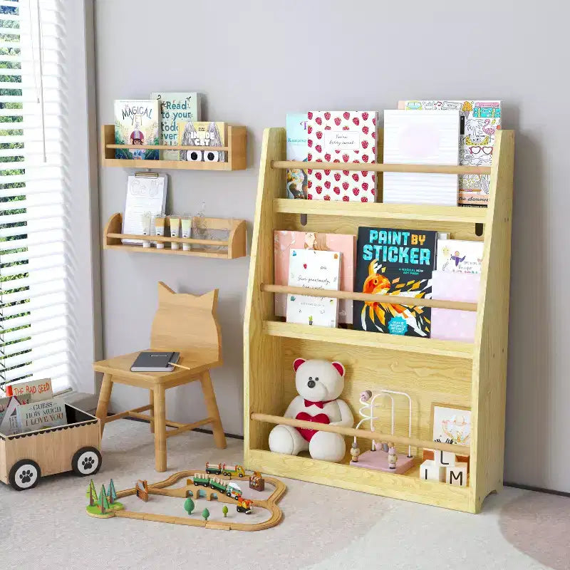Scaffale per libri per bambini a 3 ripiani, piccola libreria per libri e CD, organizzatore di archiviazione