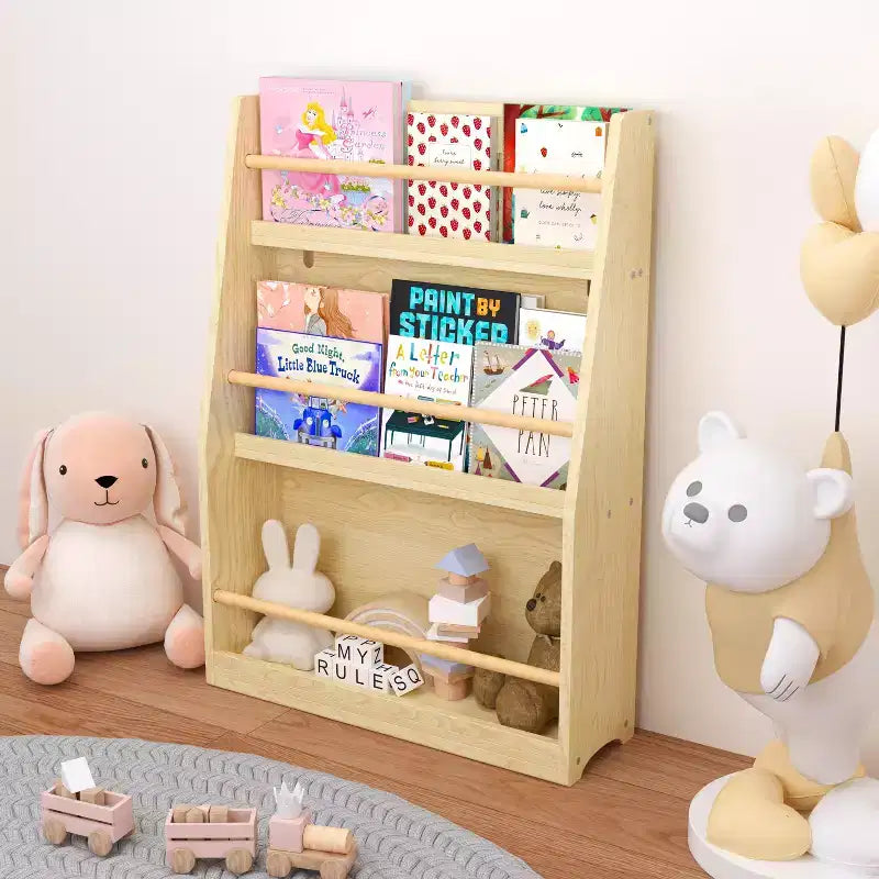Scaffale per libri per bambini a 3 ripiani, piccola libreria per libri e CD, organizzatore di archiviazione