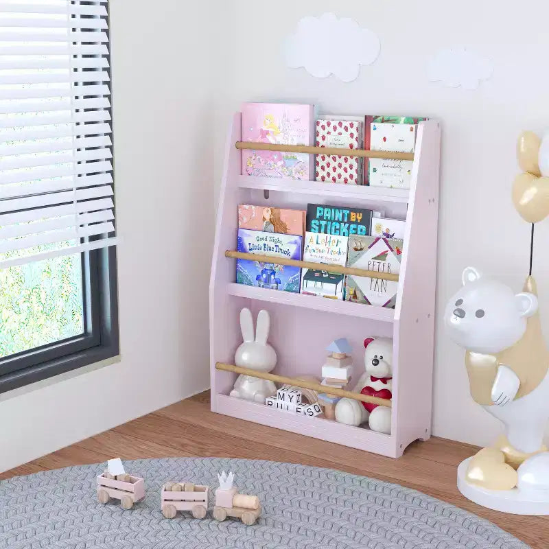Scaffale per libri per bambini a 3 ripiani, piccola libreria per libri e CD, organizzatore di archiviazione