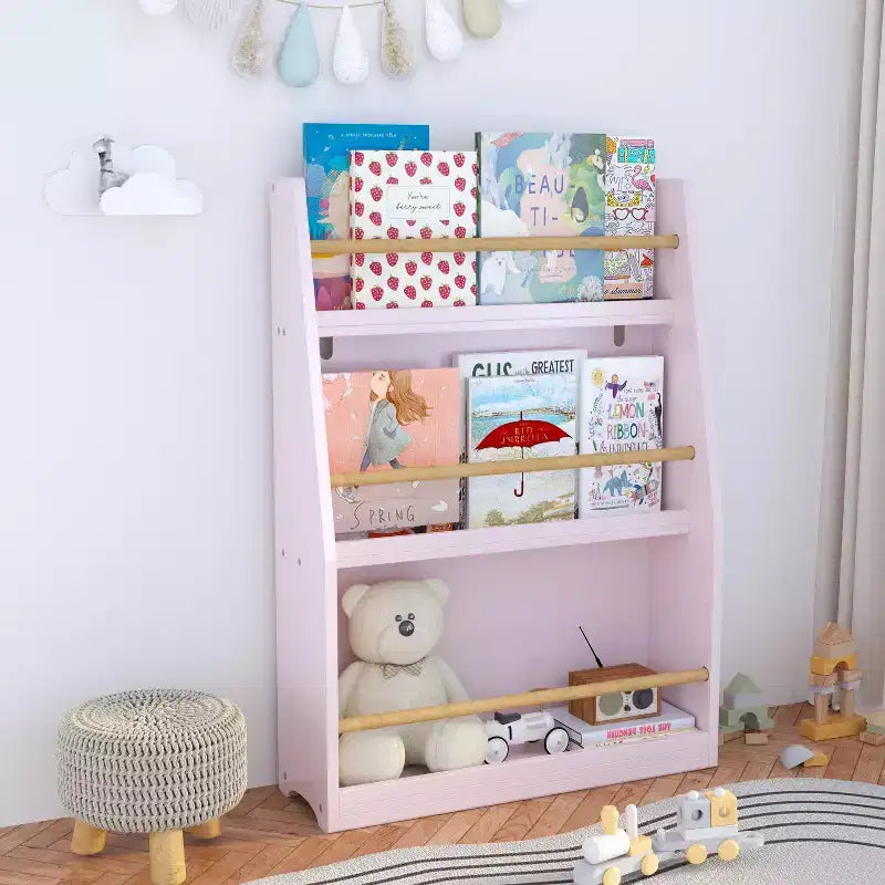 Scaffale per libri per bambini a 3 ripiani, piccola libreria per libri e CD, organizzatore di archiviazione