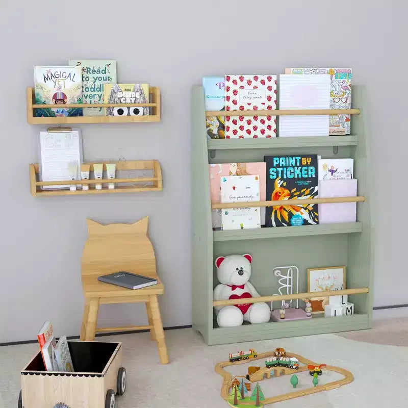 Scaffale per libri per bambini a 3 ripiani, piccola libreria per libri e CD, organizzatore di archiviazione