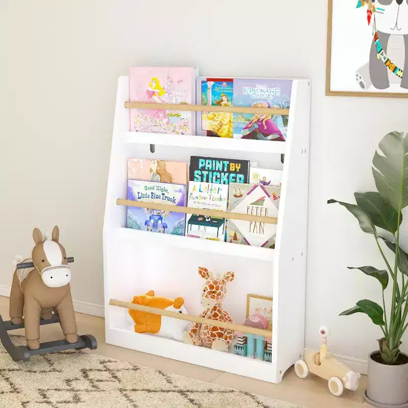 Scaffale per libri per bambini a 3 ripiani, piccola libreria per libri e CD, organizzatore di archiviazione
