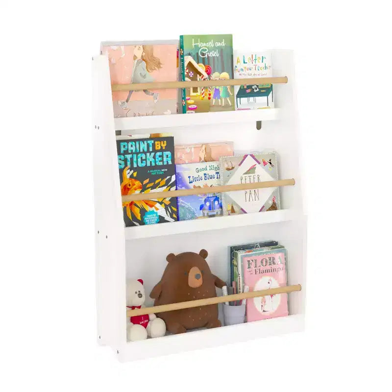 Scaffale per libri per bambini a 3 ripiani, piccola libreria per libri e CD, organizzatore di archiviazione
