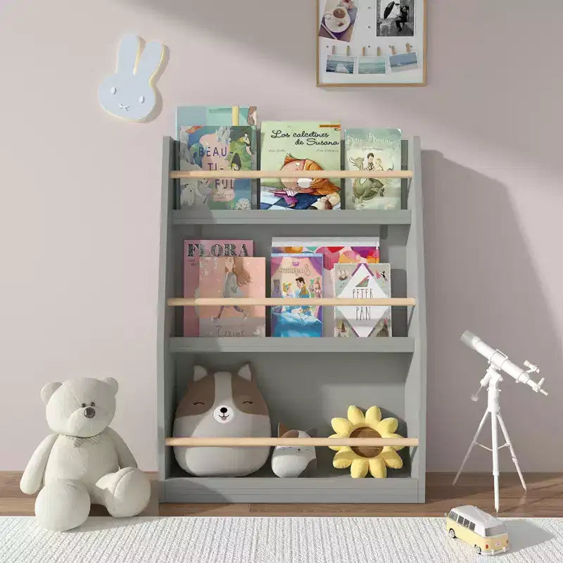 Scaffale per libri per bambini a 3 ripiani, piccola libreria per libri e CD, organizzatore di archiviazione