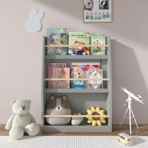 Scaffale per libri per bambini a 3 ripiani, piccola libreria per libri e CD, organizzatore di archiviazione