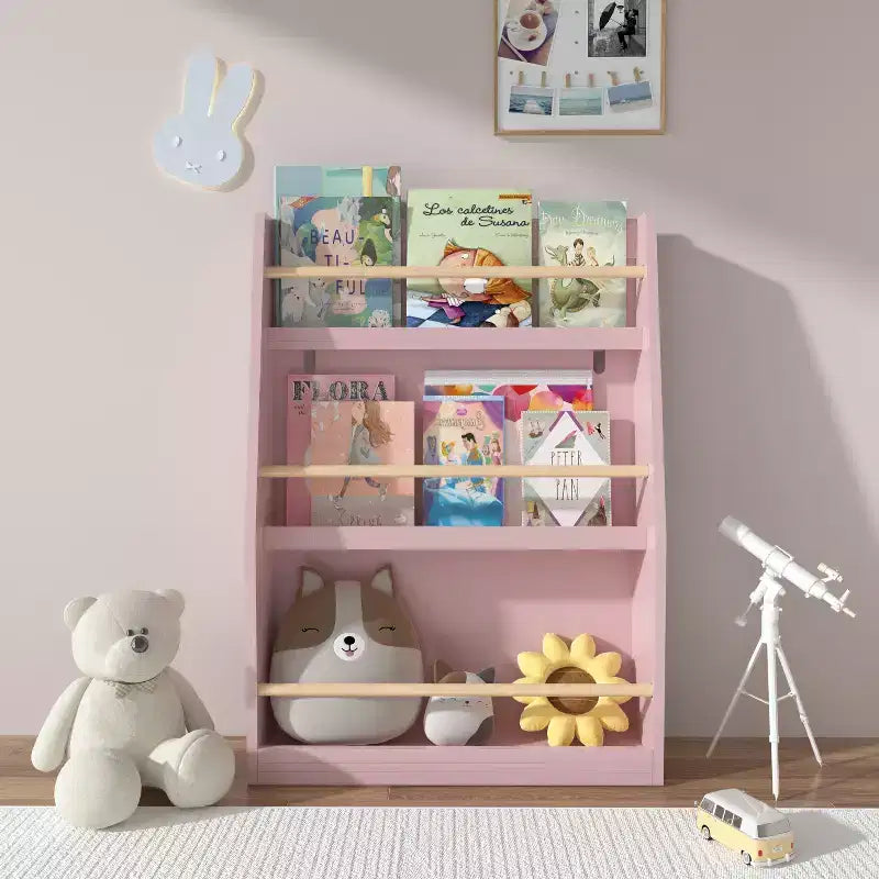 3-Tier Kids Bookshelf, Small Bookcase for Books & CDs, Storage Organizer
