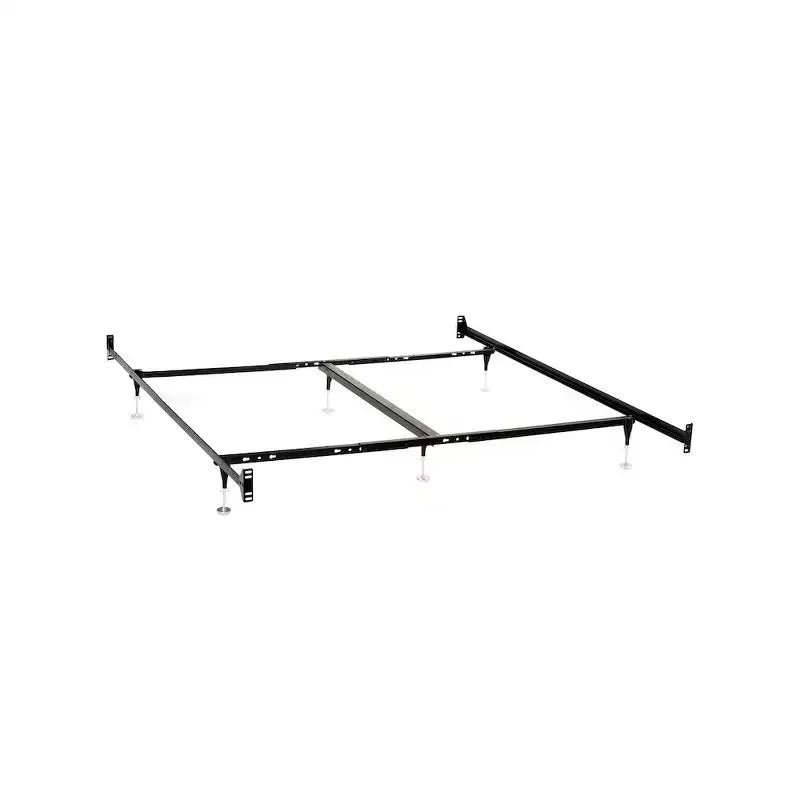 Struttura letto Queen/E-King, in metallo nero, compatibile con testiera e pediera, spazio libero da 25 cm