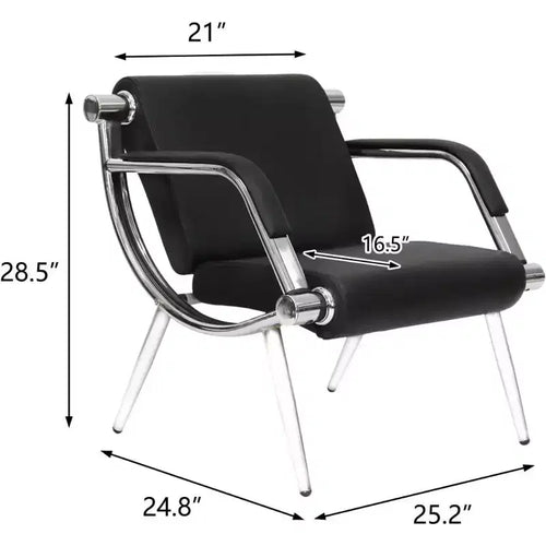 1-Seat Waiting Room Chair, Black PU Leather, 330 lb Capacity, Fixed Arms