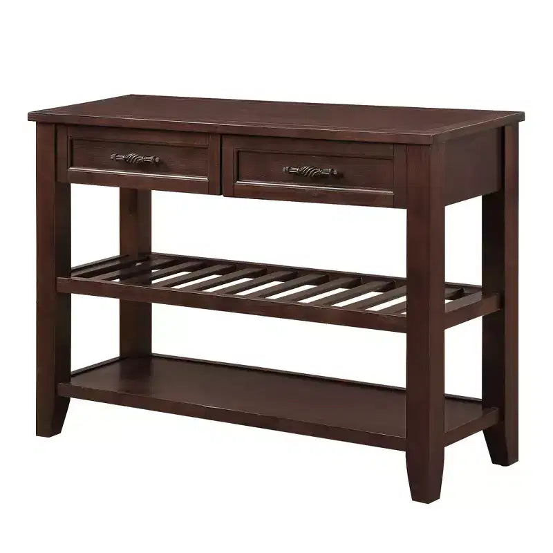 Solid Pine Wood Sideboard Cabinet with 2 Drawers & 2 Shelves, Living Room & Kitchen