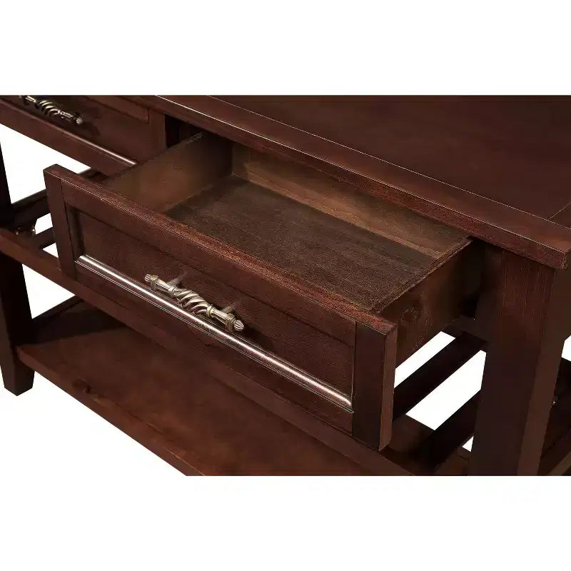 Solid Pine Wood Sideboard Cabinet with 2 Drawers & 2 Shelves, Living Room & Kitchen
