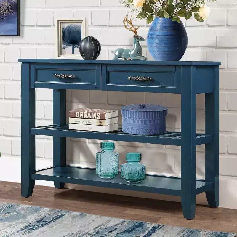 Solid Pine Wood Sideboard Cabinet with 2 Drawers & 2 Shelves, Living Room & Kitchen