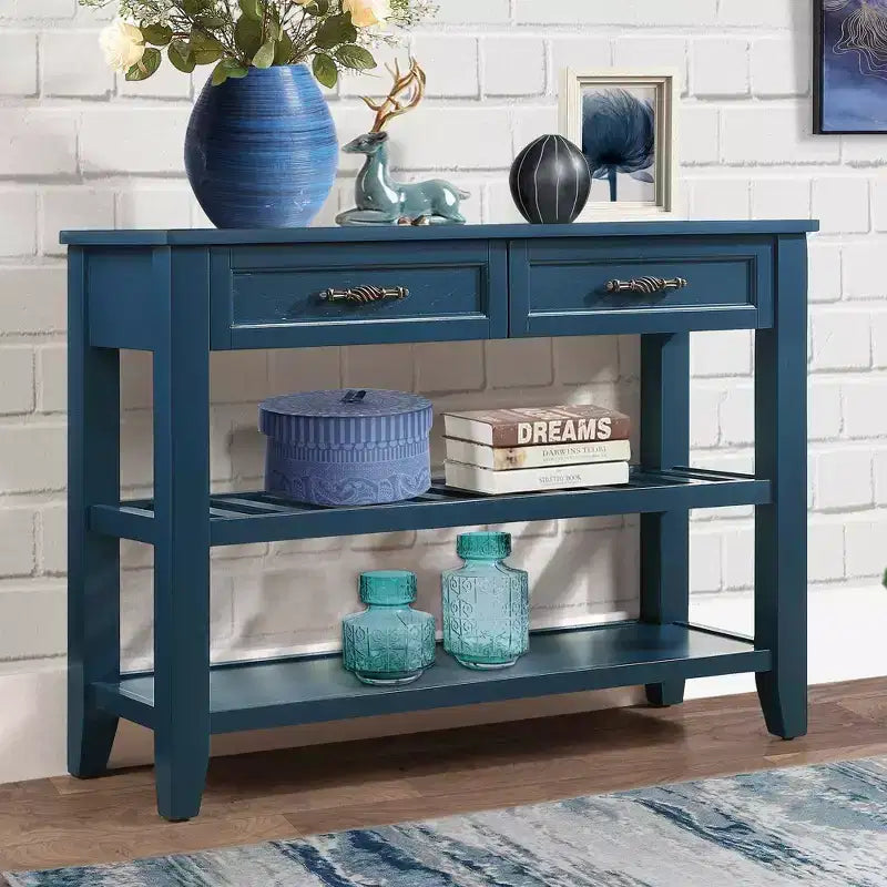 Solid Pine Wood Sideboard Cabinet with 2 Drawers & 2 Shelves, Living Room & Kitchen