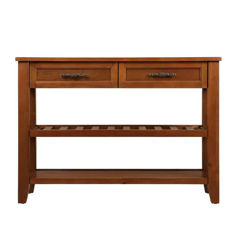 Solid Pine Wood Sideboard Cabinet with 2 Drawers & 2 Shelves, Living Room & Kitchen