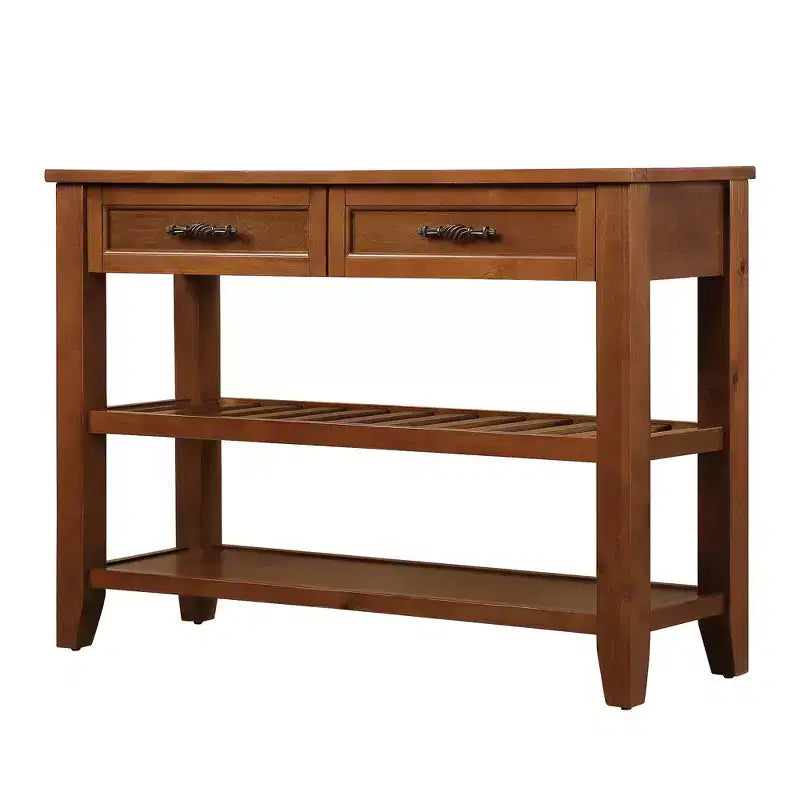 Solid Pine Wood Sideboard Cabinet with 2 Drawers & 2 Shelves, Living Room & Kitchen