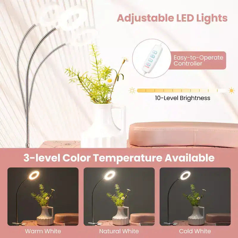 Tavolo Pieghevole per Manicure con Aspiratore Elettrico per Polvere, Lampada LED e Borsa per il Trasporto, Rosa