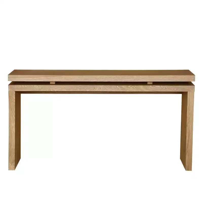 60" Farmhouse Console Table, Thick Tabletop, Double Board Suspension Design, Brown