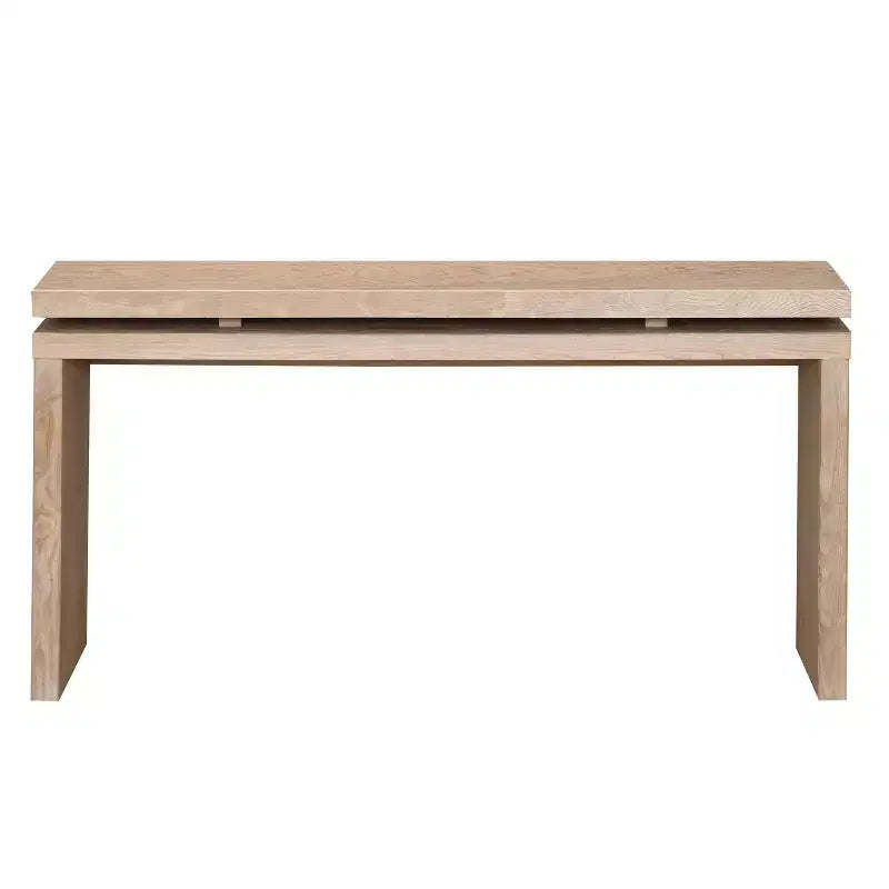 60" Farmhouse Console Table, Thick Tabletop, Double Board Suspension Design, Brown