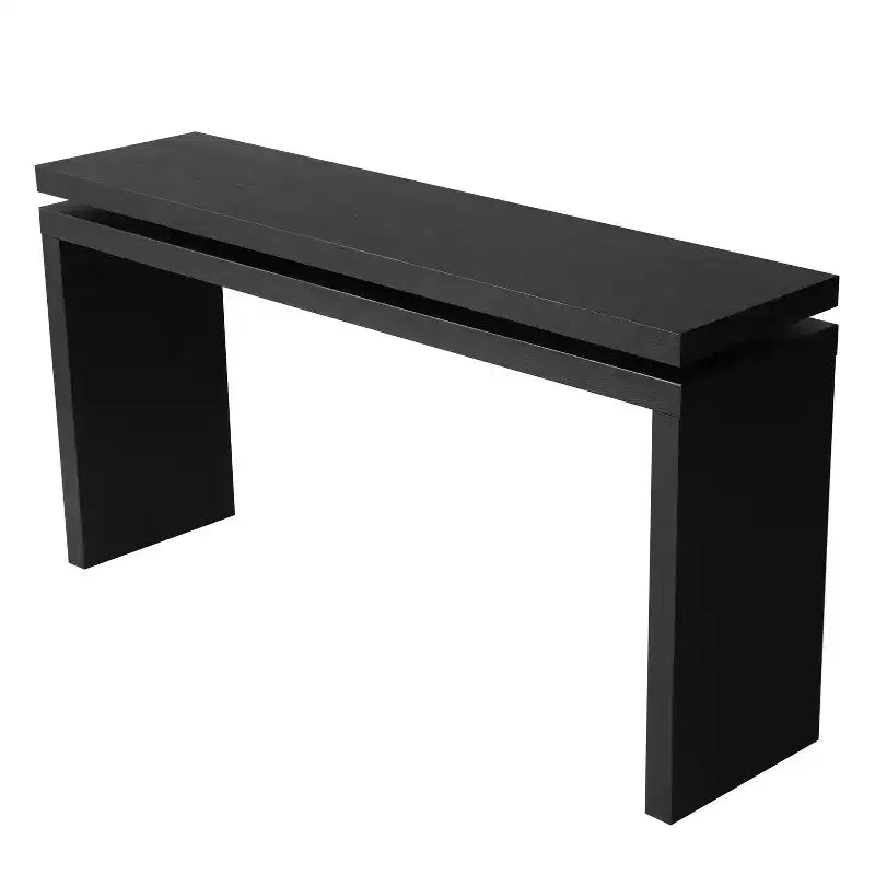 60" Farmhouse Console Table, Thick Tabletop, Double Board Suspension Design, Brown