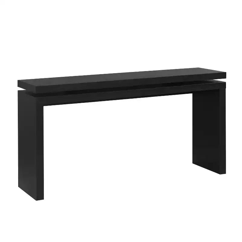 60" Farmhouse Console Table, Thick Tabletop, Double Board Suspension Design, Brown