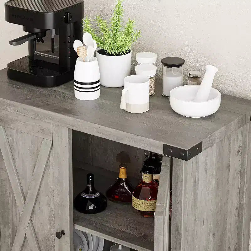 Credenza a buffet da fattoria piccola, 2 ante e ripiani regolabili, larghezza 76 cm