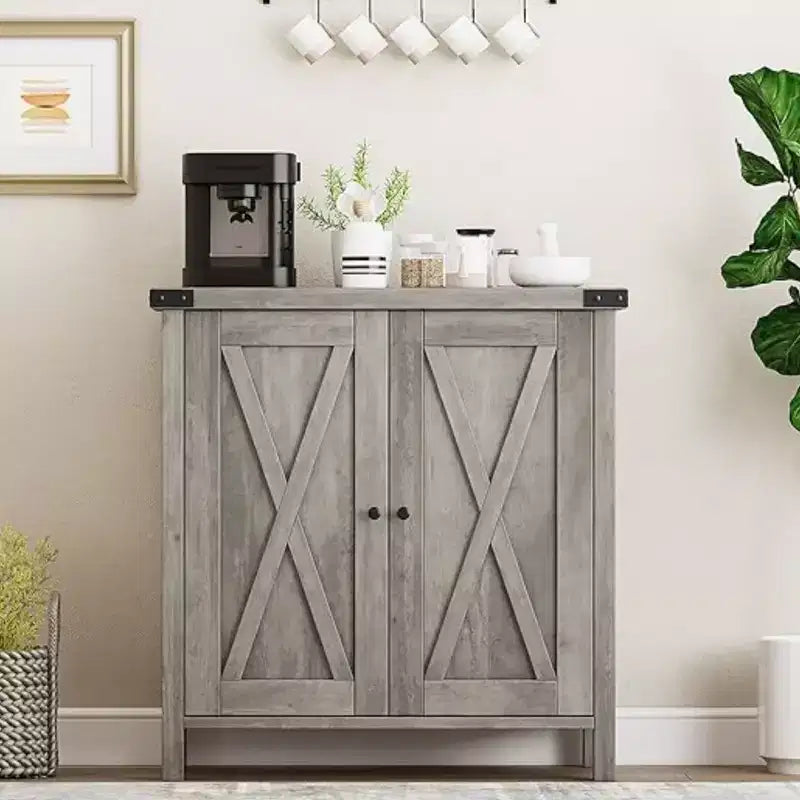 Credenza a buffet da fattoria piccola, 2 ante e ripiani regolabili, larghezza 76 cm