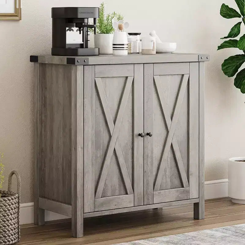 Credenza a buffet da fattoria piccola, 2 ante e ripiani regolabili, larghezza 76 cm