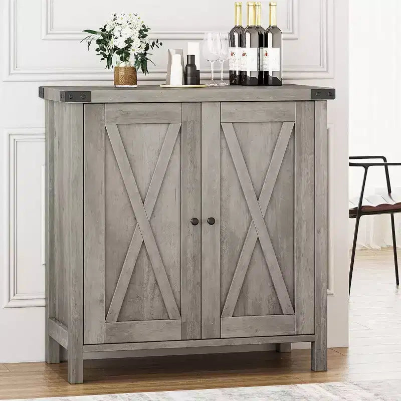 Credenza a buffet da fattoria piccola, 2 ante e ripiani regolabili, larghezza 76 cm