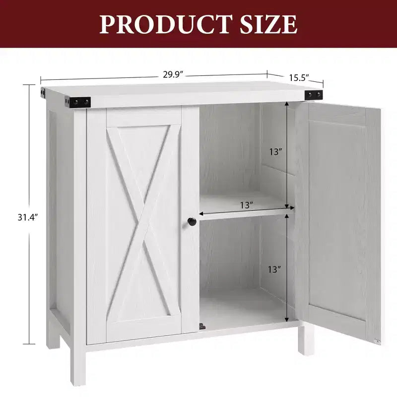 Credenza a buffet da fattoria piccola, 2 ante e ripiani regolabili, larghezza 76 cm