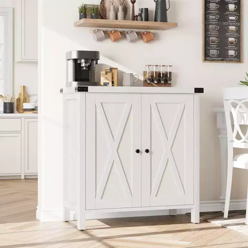 Credenza a buffet da fattoria piccola, 2 ante e ripiani regolabili, larghezza 76 cm