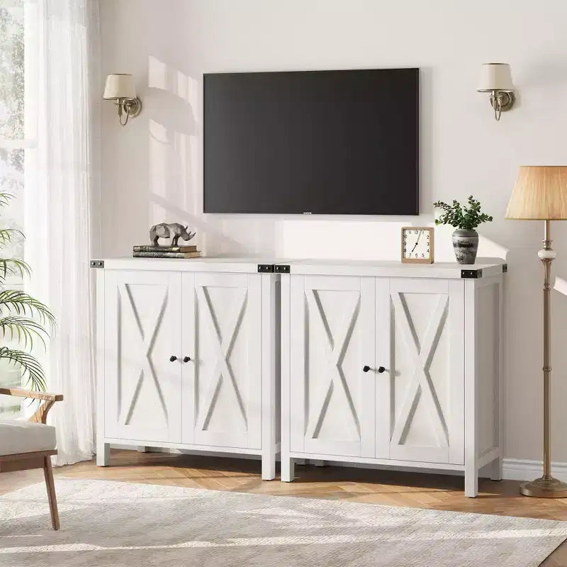 Credenza a buffet da fattoria piccola, 2 ante e ripiani regolabili, larghezza 76 cm