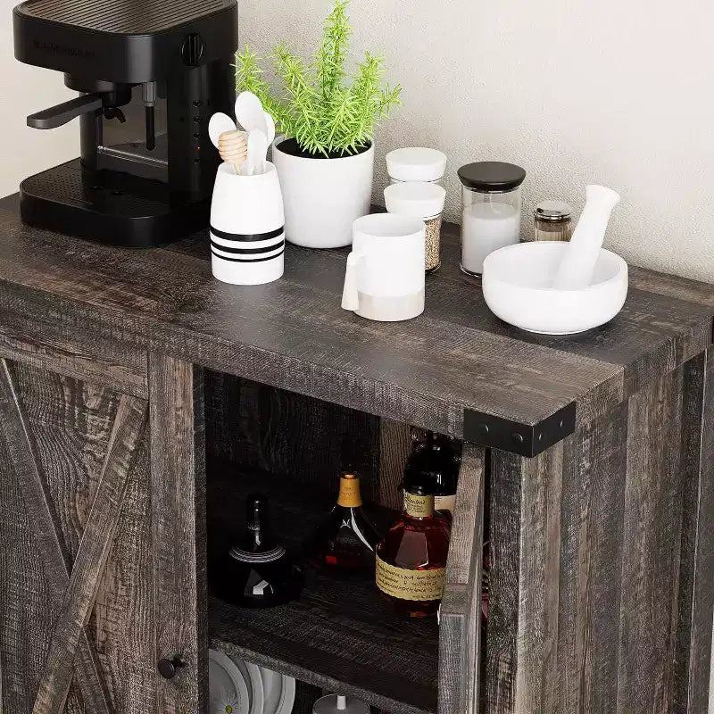 Credenza a buffet da fattoria piccola, 2 ante e ripiani regolabili, larghezza 76 cm