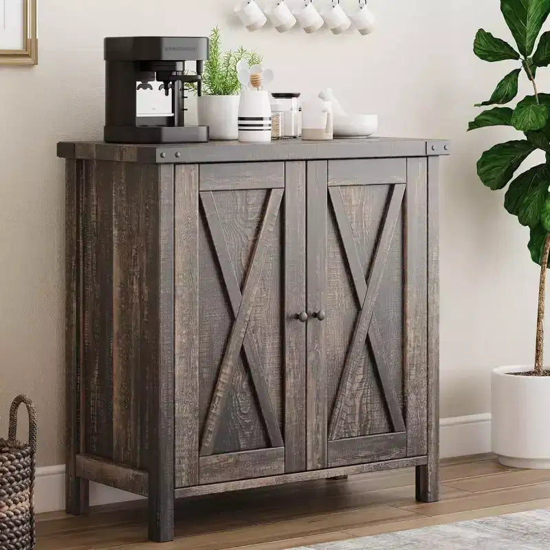 Credenza a buffet da fattoria piccola, 2 ante e ripiani regolabili, larghezza 76 cm