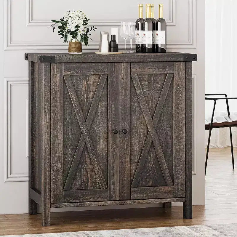 Credenza a buffet da fattoria piccola, 2 ante e ripiani regolabili, larghezza 76 cm