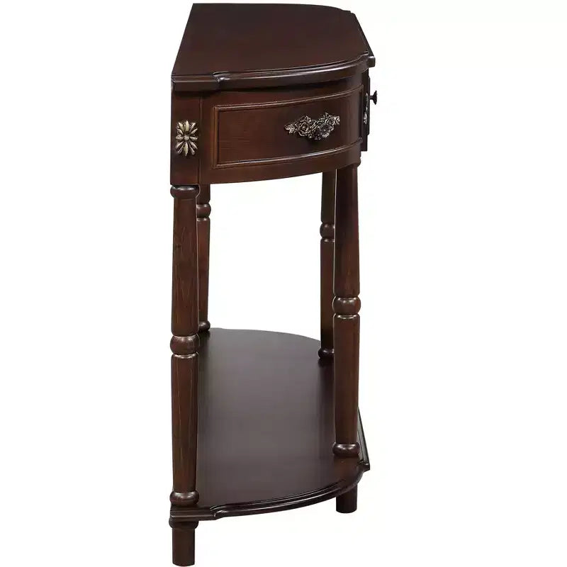 Pine Wood Console Table with 4 Drawers & Lower Shelf, Brown, 52"W, Entryway