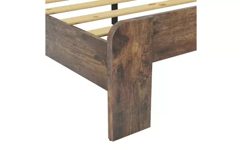 Queen Platform Bed Frame with 50" Wood Headboard & Footboard, Noise-Free, Brown, 800 lb
