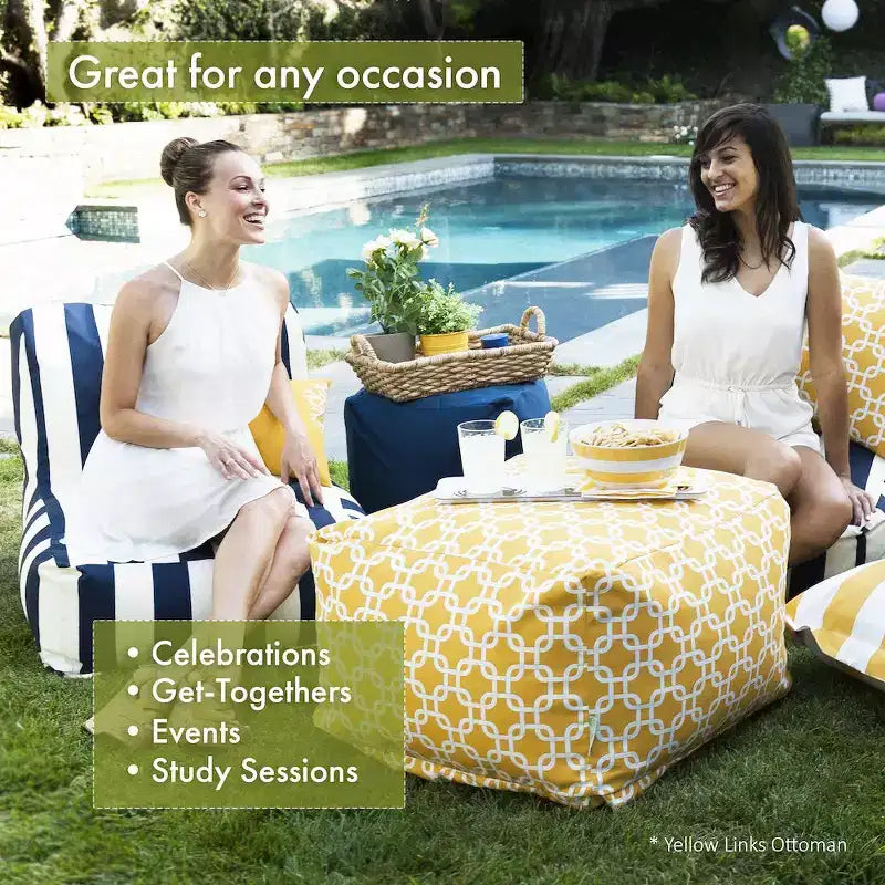 Pouf Ottomano, Fantasia Agrumi Blooms, Poliestere, Fodera Lavabile in Lavatrice, 68,5x68,5 cm