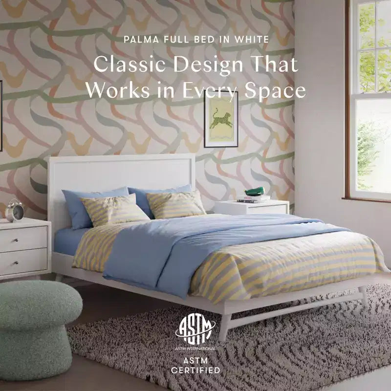 Mid-Century Modern Full Bed for Kids, Solid Pine, GREENGUARD Gold Certified, Ages 3+