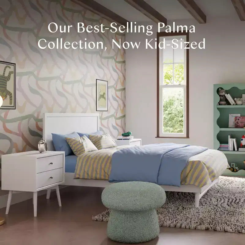 Mid-Century Modern Full Bed for Kids, Solid Pine, GREENGUARD Gold Certified, Ages 3+