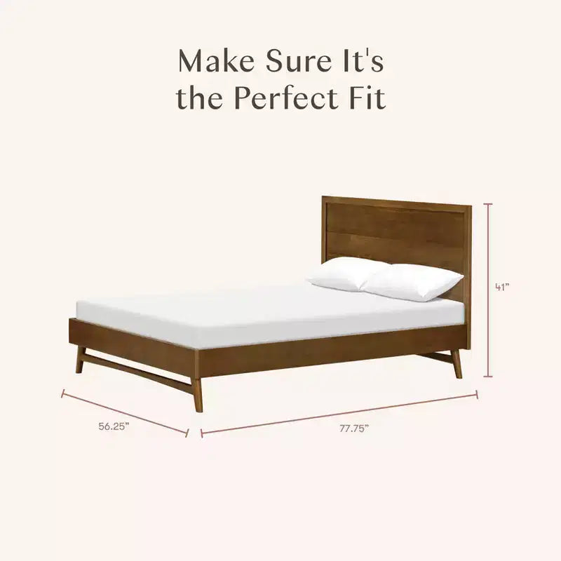 Mid-Century Modern Full Bed for Kids, Solid Pine, GREENGUARD Gold Certified, Ages 3+
