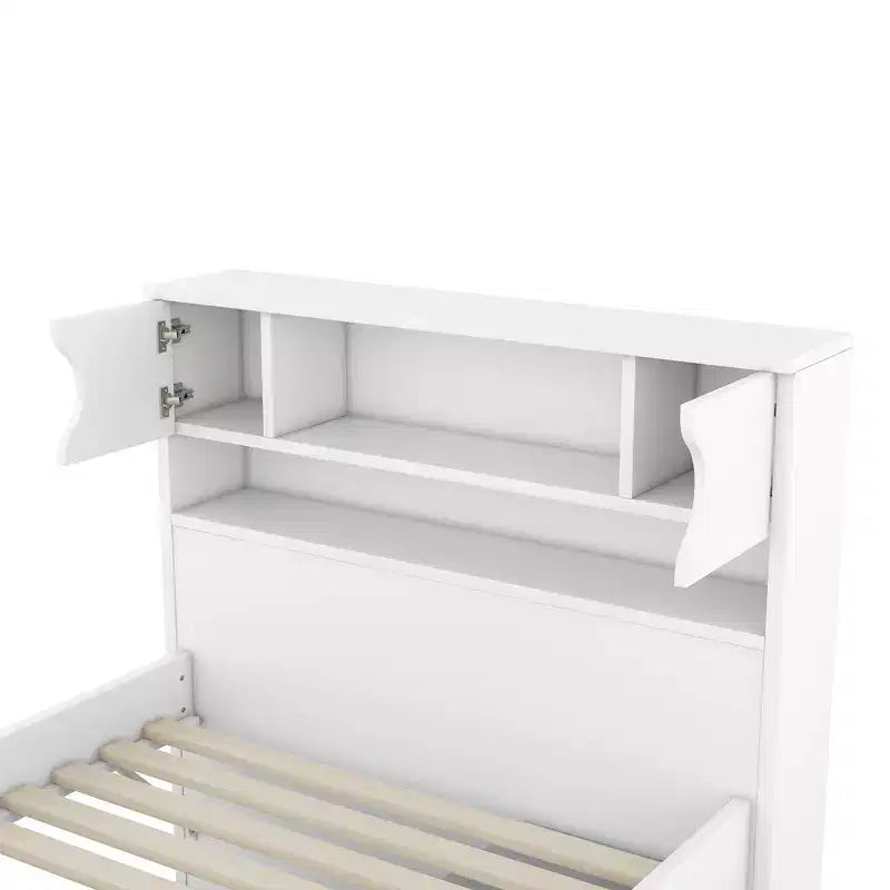 Twin Captain Platform Bed with Bookcase Headboard & 4 Drawers, Pine & MDF, 660 lb