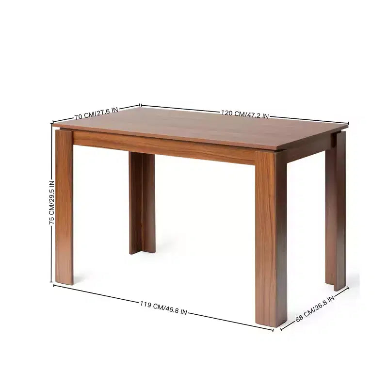 Tavolo da Pranzo Rettangolare per 2-4 Persone, MDF Marrone, 120 cm L, Piccoli Spazi e Appartamenti
