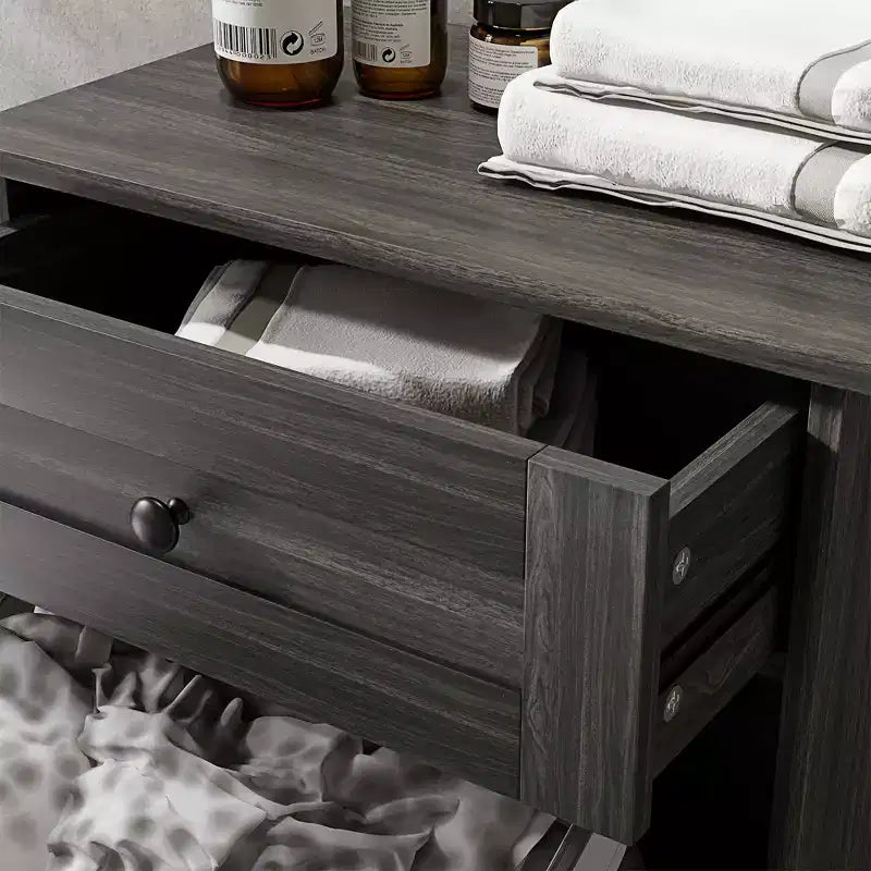 Mobile Cucina con Pattumiera Estraibile e Cassetto, Bianco e Rovere, 38 Litri, Autoportante