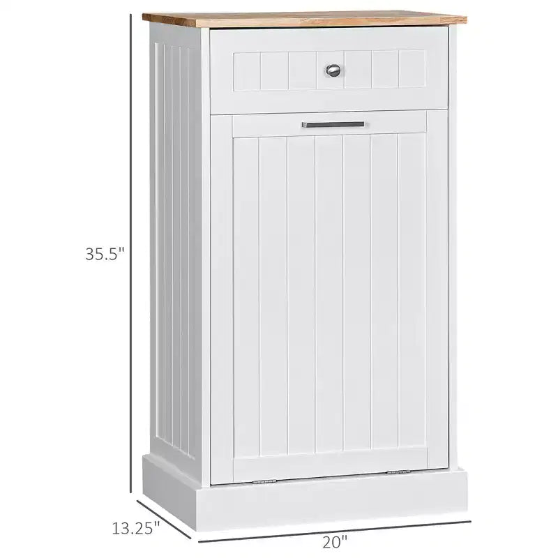 Mobile Cucina con Pattumiera Estraibile e Cassetto, Bianco e Rovere, 38 Litri, Autoportante